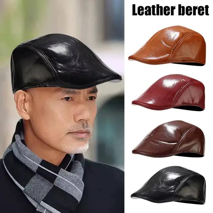 Béret en cuir Pu pour hommes