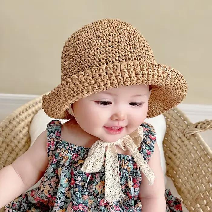 Chapeau d'été en paille pour bébé fille