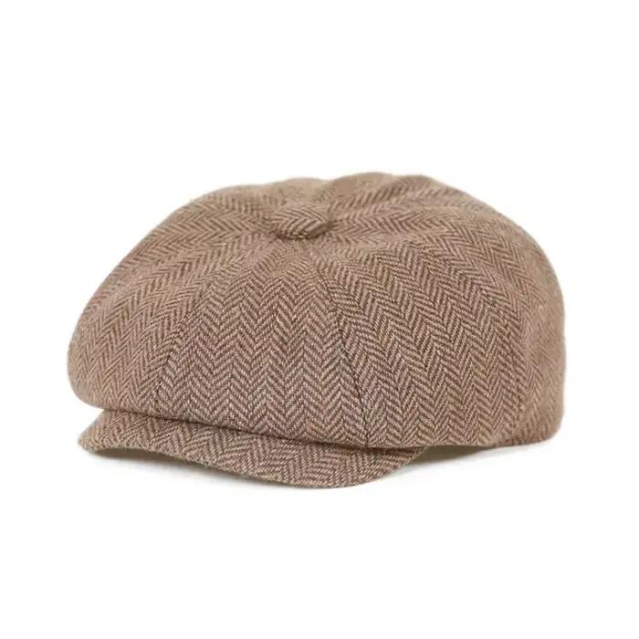 Casquette de journal en laine Vintage pour garçons et filles
