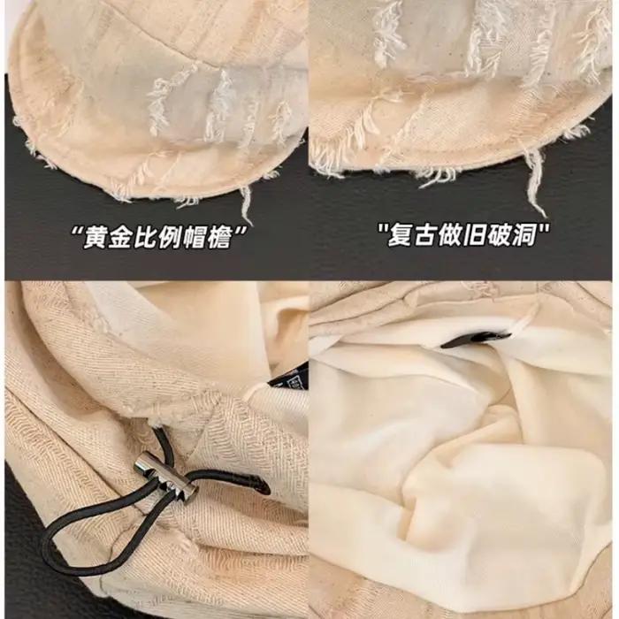 Casquettes octogonales déchirées style coréen pour femme