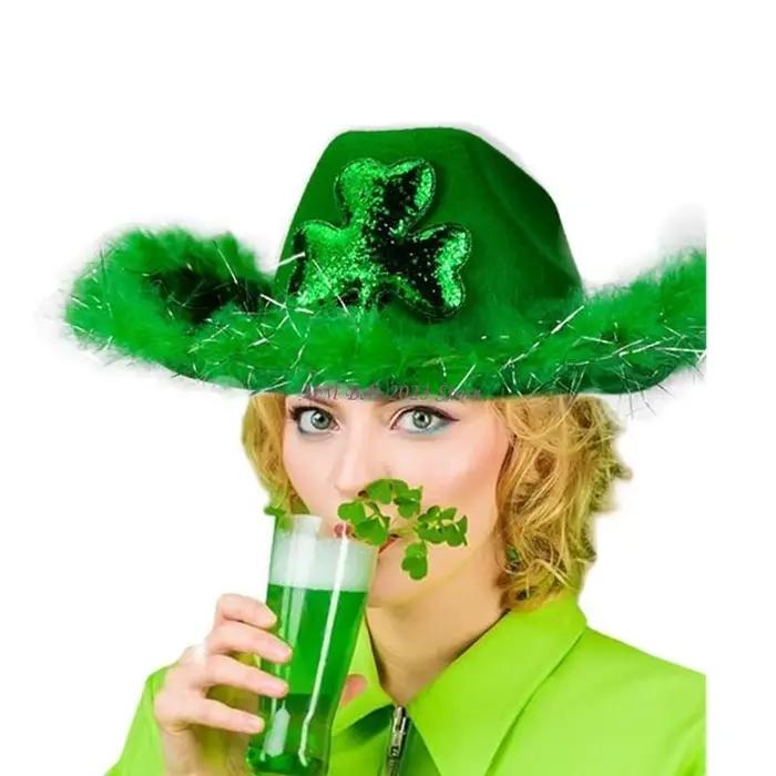 49ME Chapeau haut-de-forme vert à paillettes Homburg