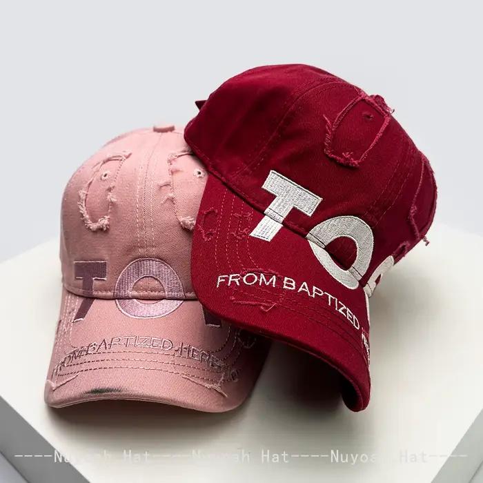 Nouveaux hommes femmes brodés TOF lettres imprimé léopard chapeaux de Baseball parasol Style cassé polyvalent personnel casquettes à visière mode