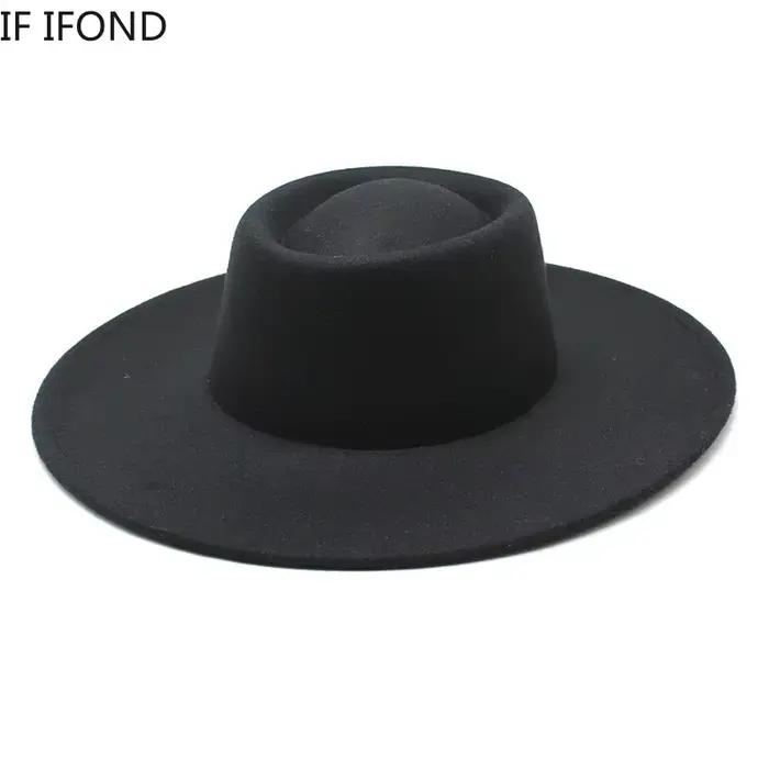 Chapeau Fedora à large bord de style britannique pour femmes