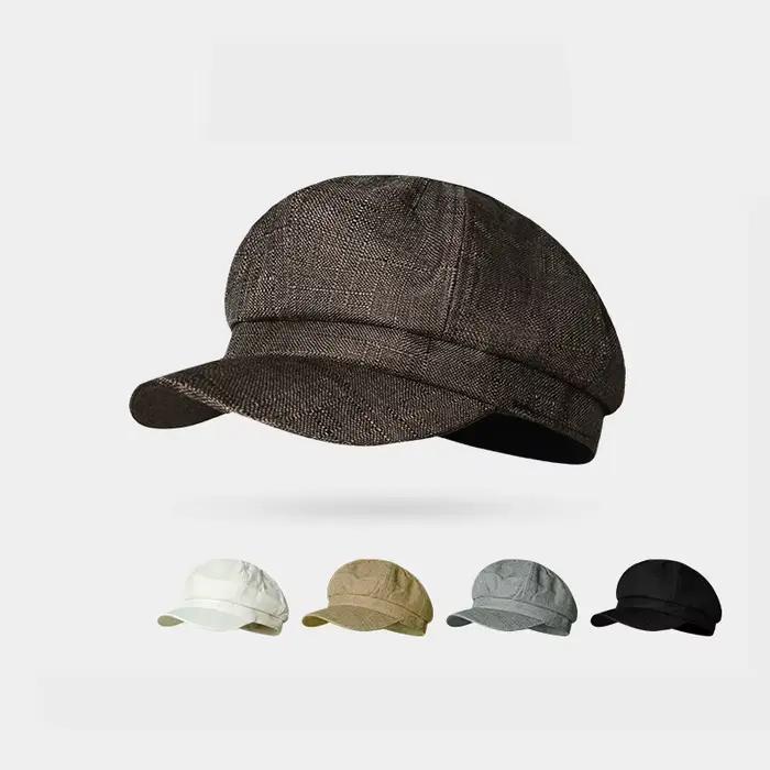 Big Head Grande Taille Japonais Vintage Octagonal Béret Chapeau pour Hommes Léger Laine Mélange Newsboy Painter