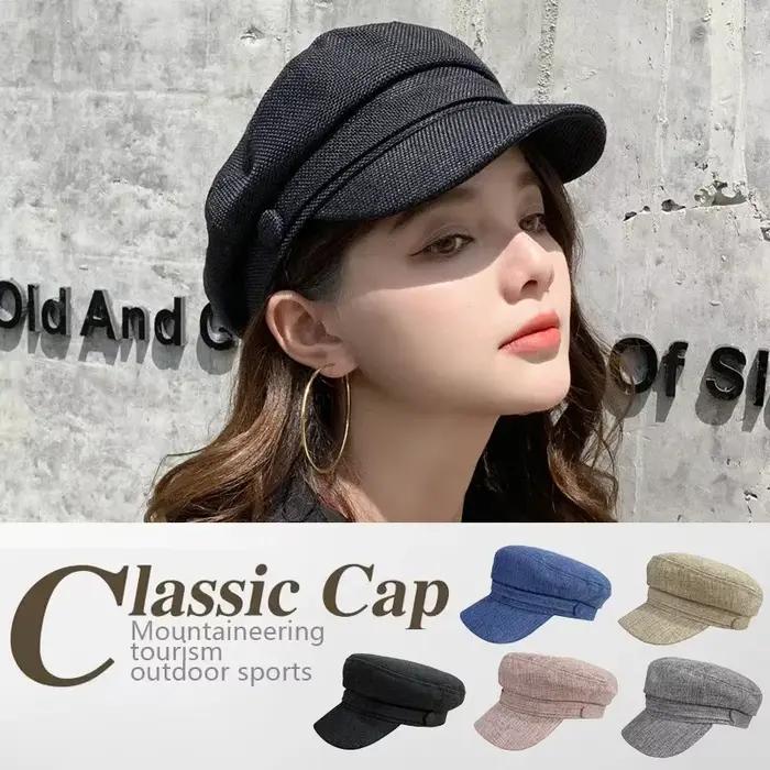 Chapeau militaire à visière solide pour femmes béret respirant casquette plate style rétro anglais printemps automne polyvalent multifonction tricoté