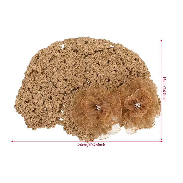 Bonnet tricoté ajouré style bohème pour femme