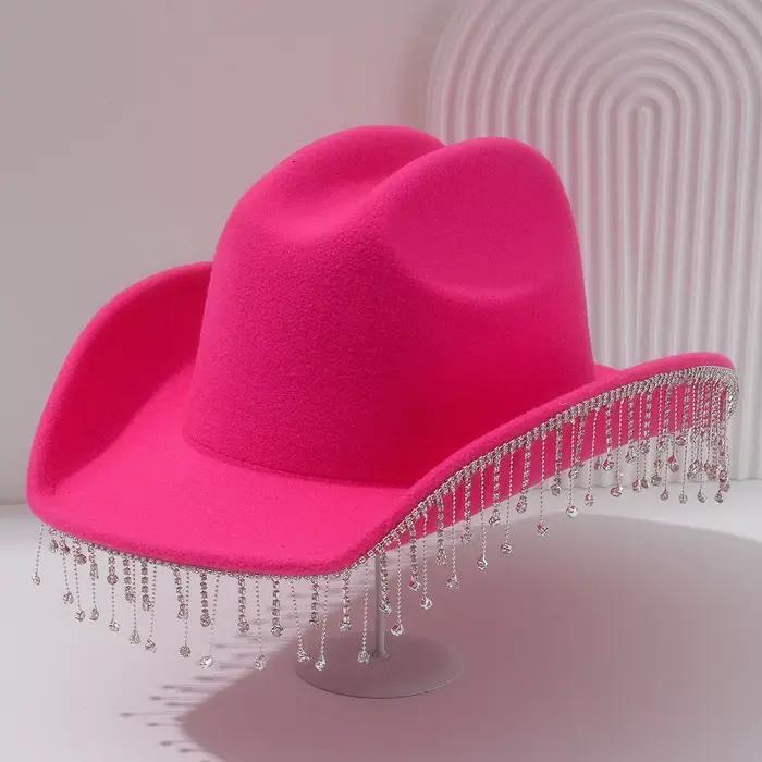 Chapeau de Cowboy occidental en feutre avec pompon