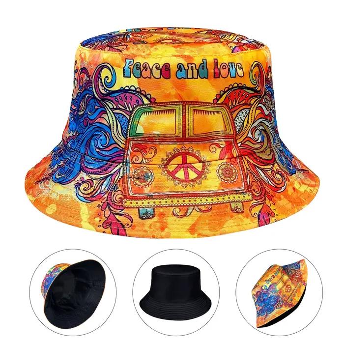 Chapeau de pêcheur coloré Peace and Love