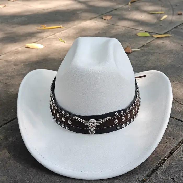 Chapeau Fedora de Cowboy occidental en daim et cuir rétro pour hommes et femmes