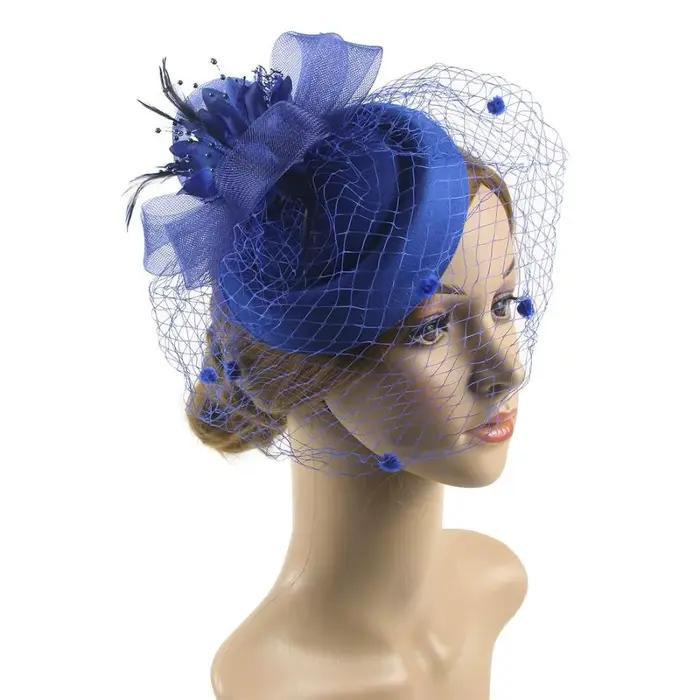 Fedoras de voile de plumes de fleur de maille pour des femmes