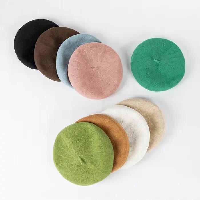 Béret en lin tricoté pour femmes