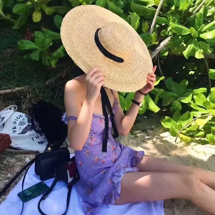 Chapeau de paille à large bord pour femmes