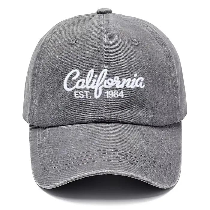 Casquette de baseball en coton brodée Californie unisexe vintage délavée