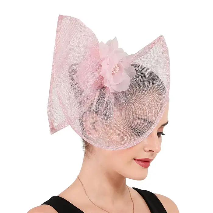 Sinamay-Chapeau Fascinateur Jaune Élégant pour Femme