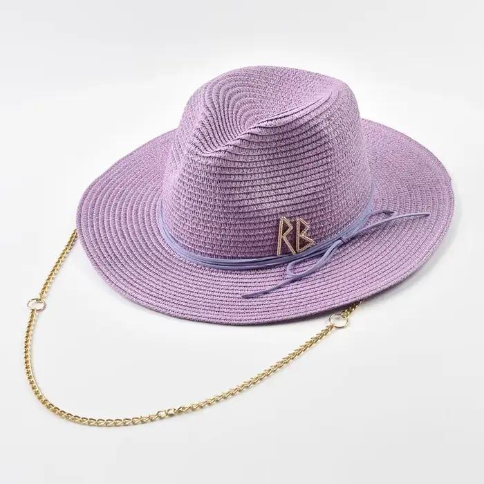 Chapeaux de paille avec lettres RB en métal à la mode pour femmes et hommes