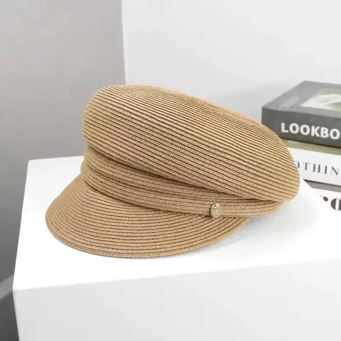 Chapeau Octogonal Tissé en Paille Asymétrique pour Femme, Accessoire de Styliste, Décontracté, à la Mode, d'Été