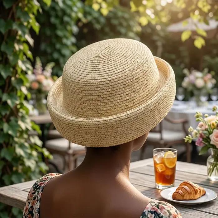 Chapeau Pillbox en paille pour femme