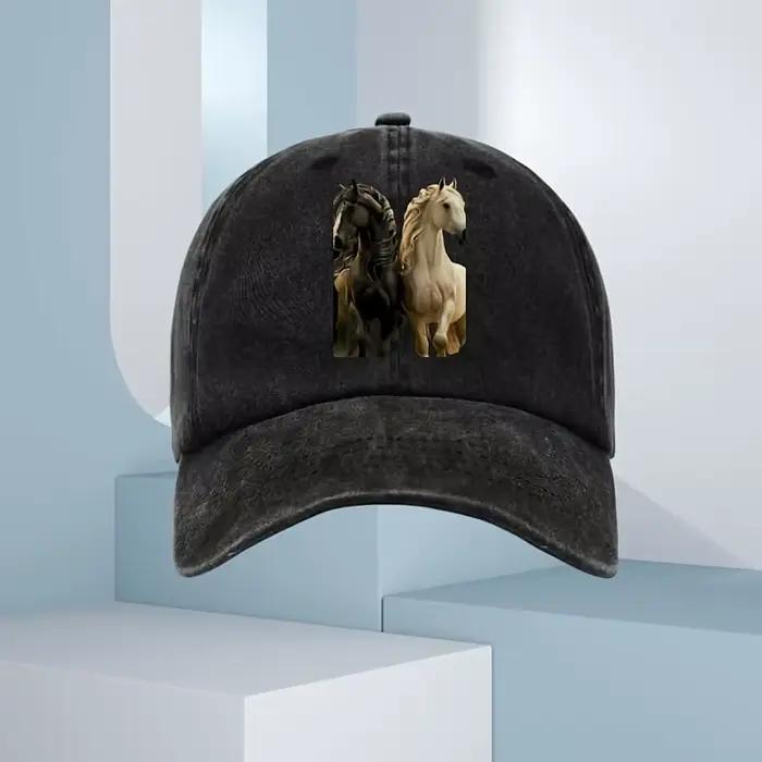 Casquette de baseball imprimée cheval 3D unisexe polyester réglable pour hommes et femmes style urbain décontracté toutes saisons
