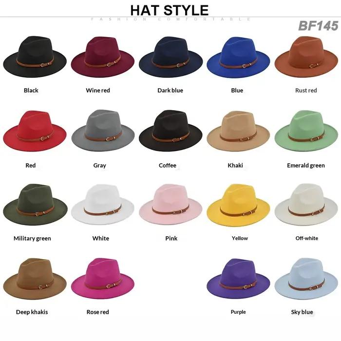 Chapeau Fedora classique à large bord de 56-60 cm pour femmes et hommes