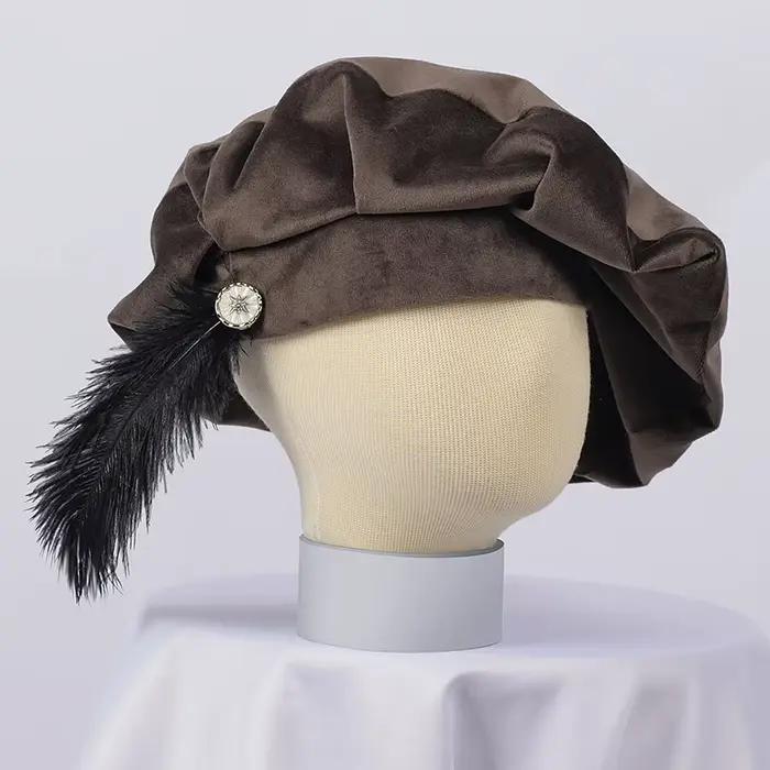 Béret Tudor en polyester pour costumes médiévaux et reconstitution historique homme Renaissance Elizabethaine casquette de minstre de la cour occasions spéciales