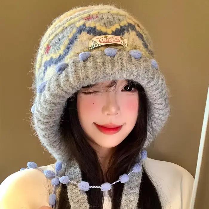 Cagoule tricotée en Jacquard de Style féerique classique pour femmes