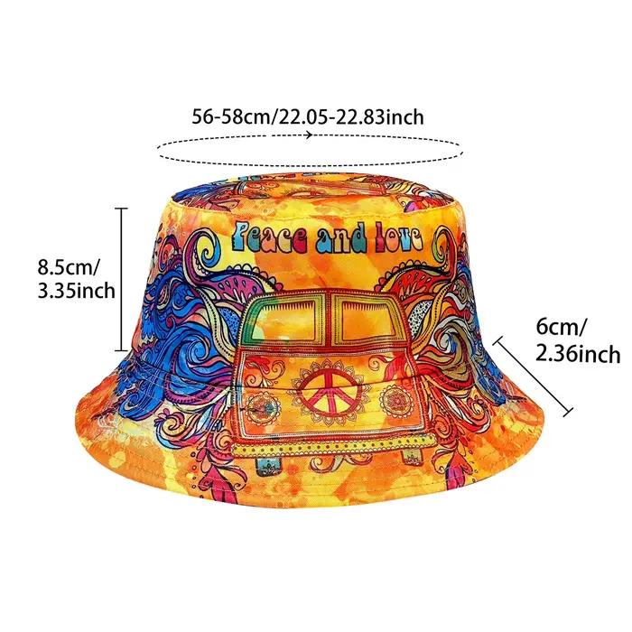 Chapeau de pêcheur coloré Peace and Love