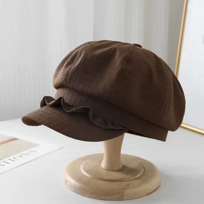 Chapeau octogonal pour femme élégant avec dentelle polyester pour printemps été occassions décontractées