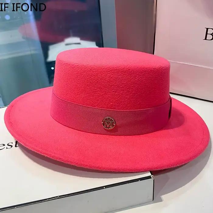 Fedora chapeaux pour femmes mode élégant melon robe casquettes Panama église mariage ruban bande chapeau hommes feutre