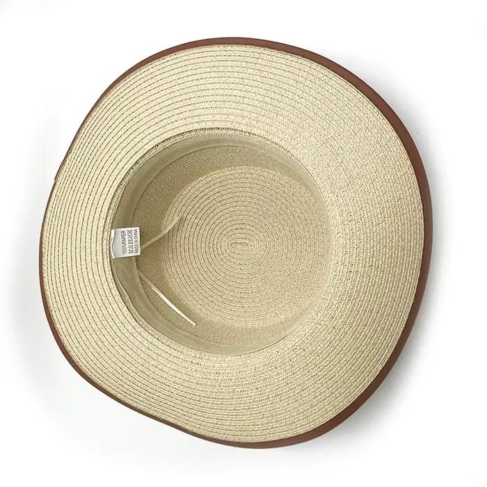 Chapeau de soleil en paille à dessus plat pour femmes