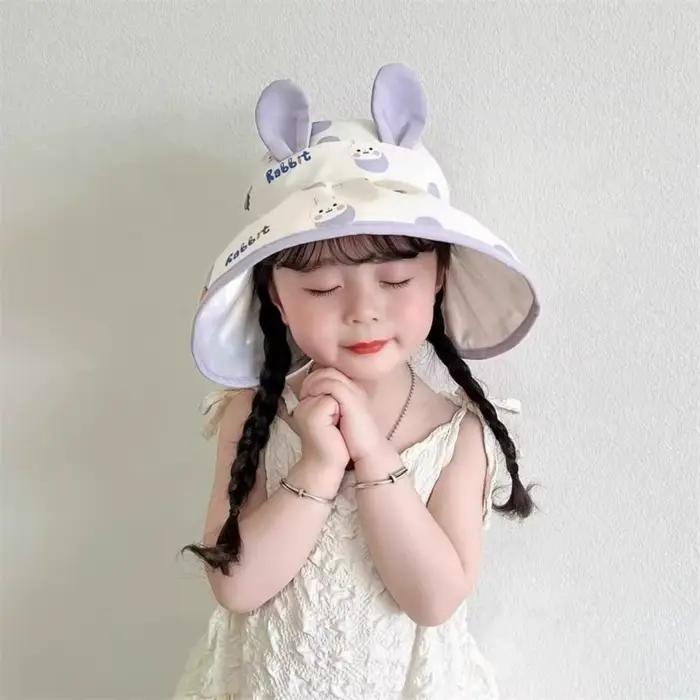 Chapeau de soleil pour enfants avec oreilles de lapin