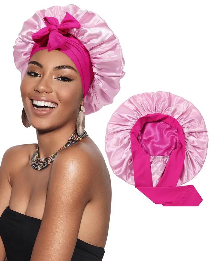 Nouveau Bonnet Double couche en Satin solide