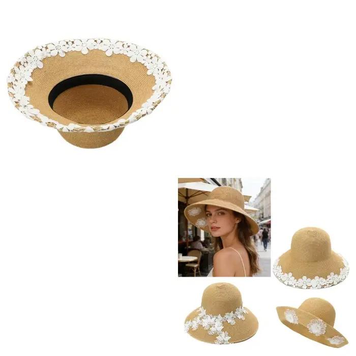 Chapeau de soleil en paille et dentelle élégant et respirant pour homme et femme occasions printemps été décontracté