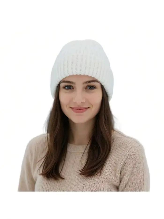 Chapeau en tricot uni de couleur unie