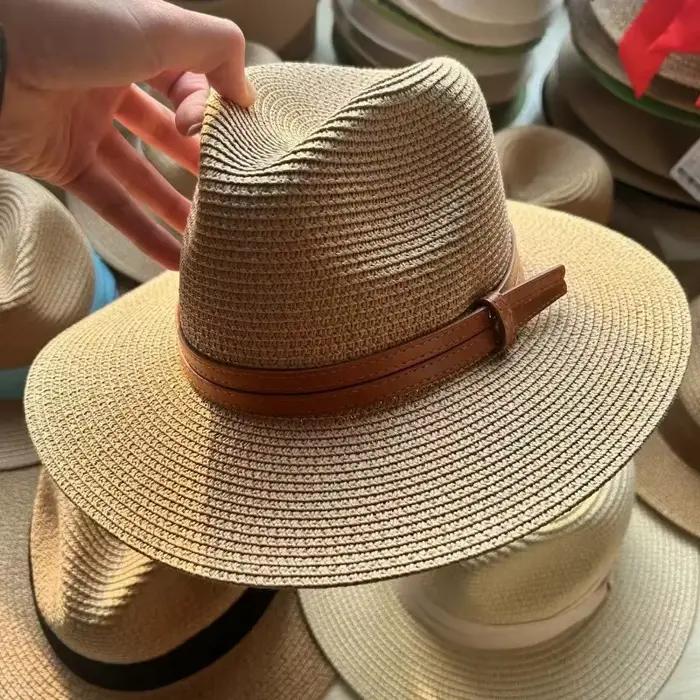 Grande tête taille 60CM paille Panaman chapeau pliable tissé