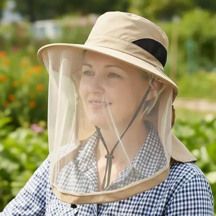 Chapeau de protection UV avec masque facial