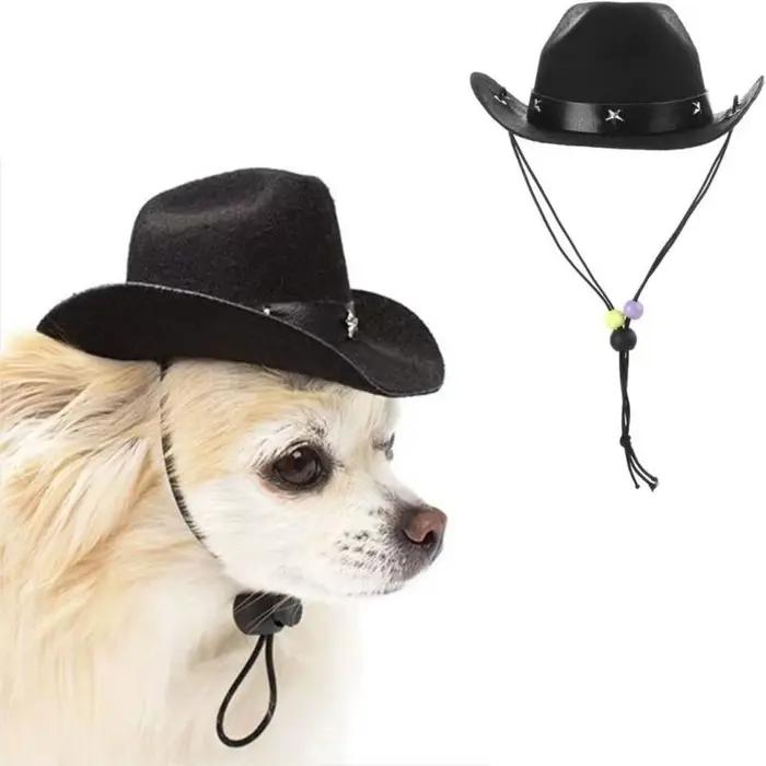 Chien Cowboy Costume Hat Bandanas Set Dogs Ajuster Caps Festival Festival Tenue des accessoires