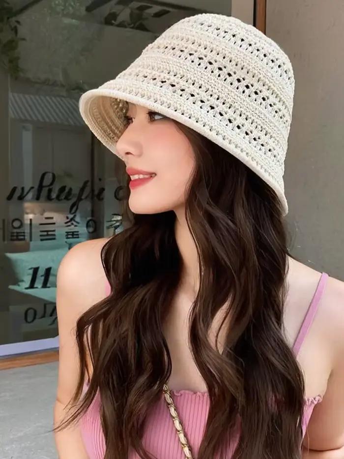 Chapeau de paille au crochet pour femme