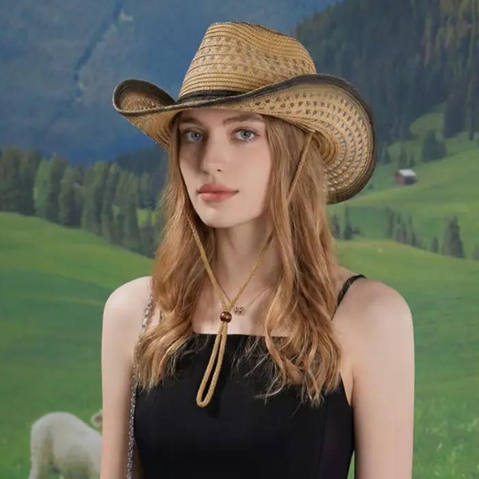 Chapeau de cowboy occidental en paille d'été