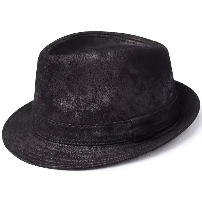 Chapeau formel en cuir véritable pour homme