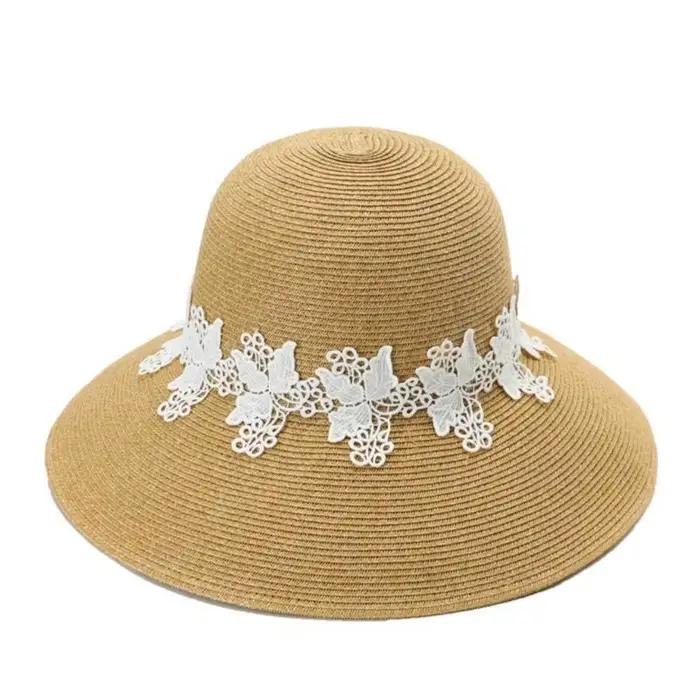 Chapeau de soleil en paille et dentelle élégant et respirant pour homme et femme occasions printemps été décontracté