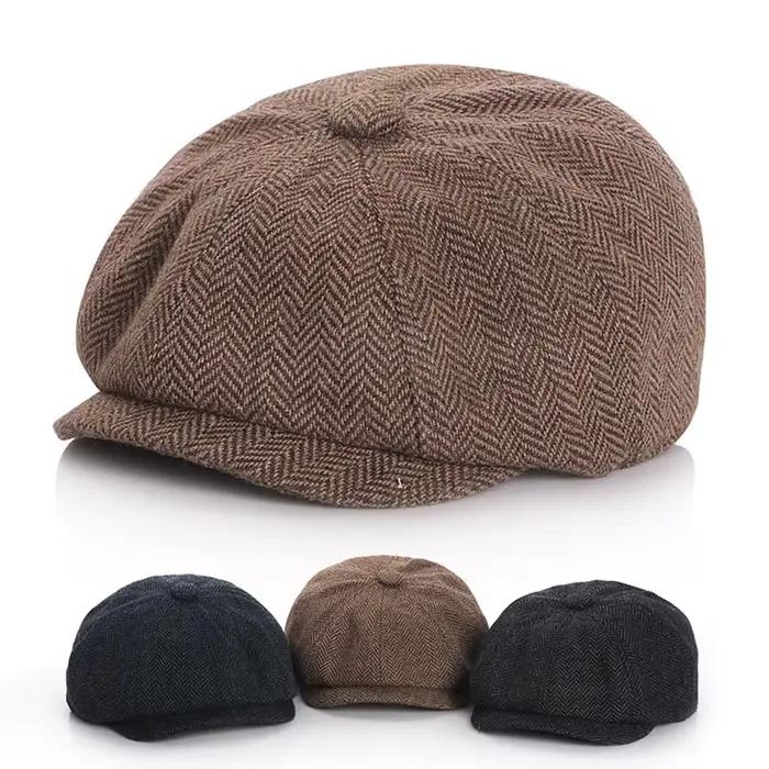Chapeau octogonal unisexe pour filles et garçons enfants, béret streetwear en coton et lin pour enfants de 19 à 24 mois et de 4 à 6 ans, blanc, vert armée et vert