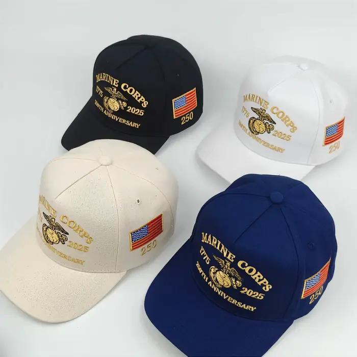 Casquette de baseball officielle du Corps des Marines des États-Unis 250e anniversaire - Tricotée avec motif de logo