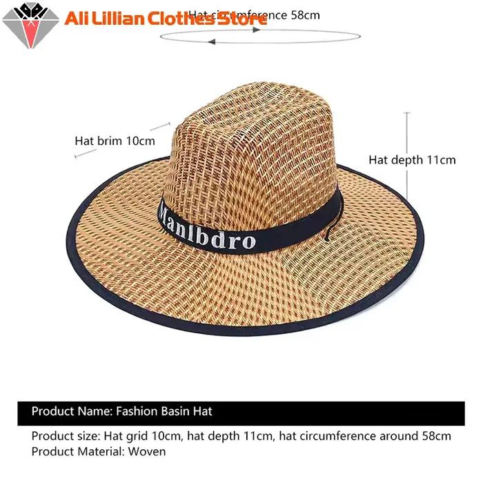 Chapeau de paille Western Safenh Protection solaire Style unique pour Femmes Adultes Occasions extérieures Plage Pêche Construction