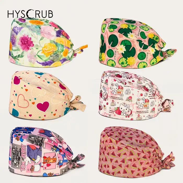 Chapeau chirurgical imprimé rose pour femmes