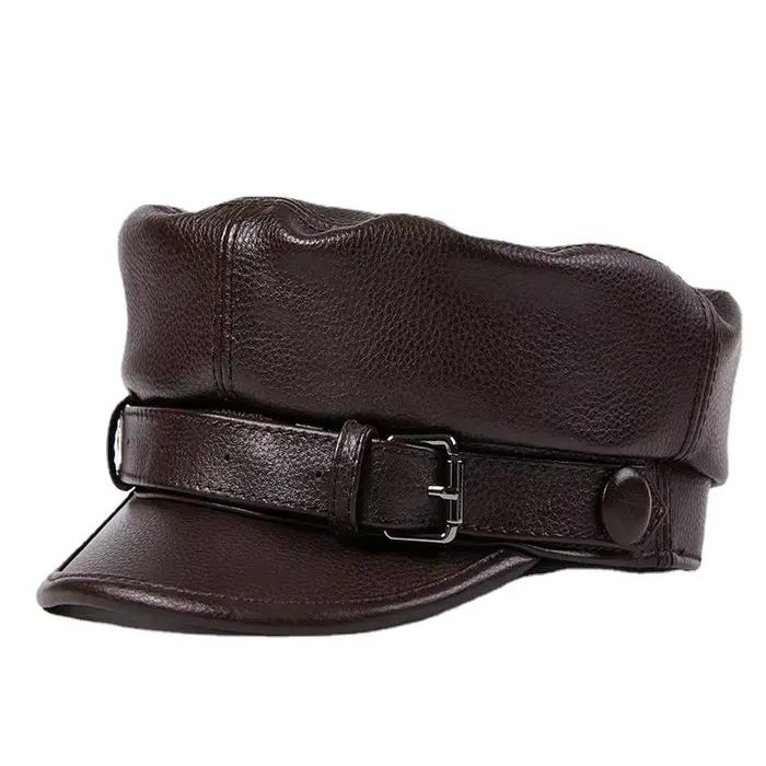 Chapeau en cuir véritable pour hommes