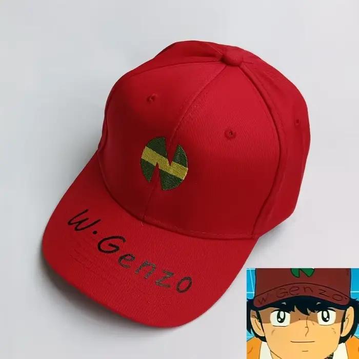 Casquette de baseball rouge avec broderie du logo motif Wakabayashi Genzo équipe scolaire Nankatsu de Captain Tsubasa pour cosplay occassions spéciales occasions de rassemblement de fans de manga anime
