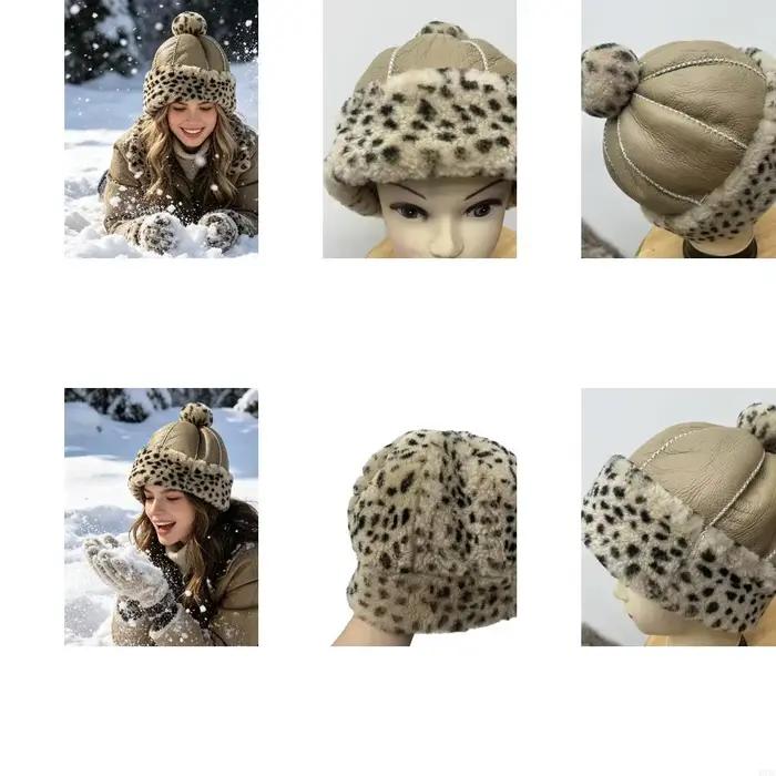 Casquette d'hiver unisexe en fourrure mouton