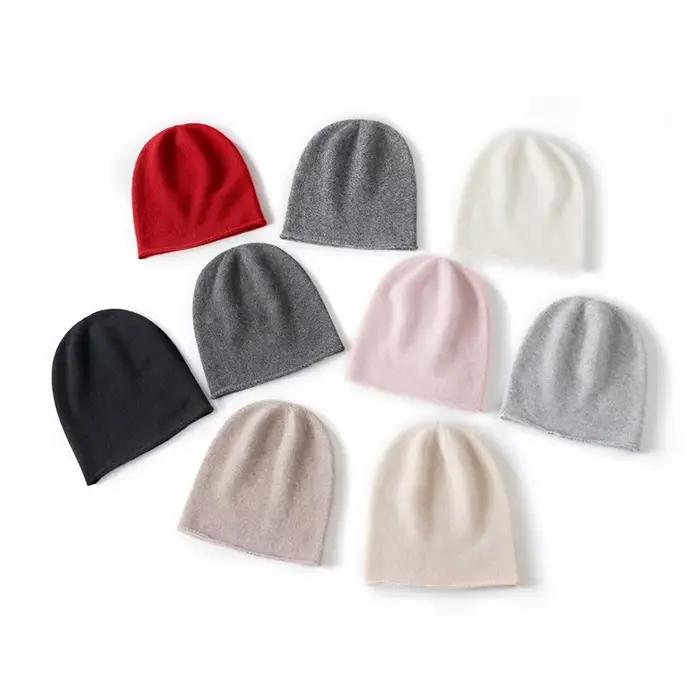 Chapeau en cachemire solide MVLYFLRT pour hommes et femmes, ensemble écharpe, chapeau et gants, tricoté, blanc, beige, champagne, gris clair, gris foncé, rose, rouge, noir