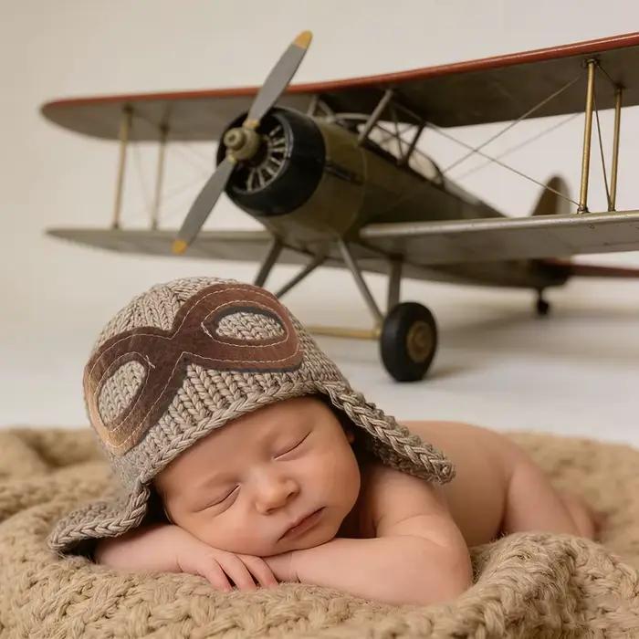Chapeau de pilote en tricot pour nouveau-né