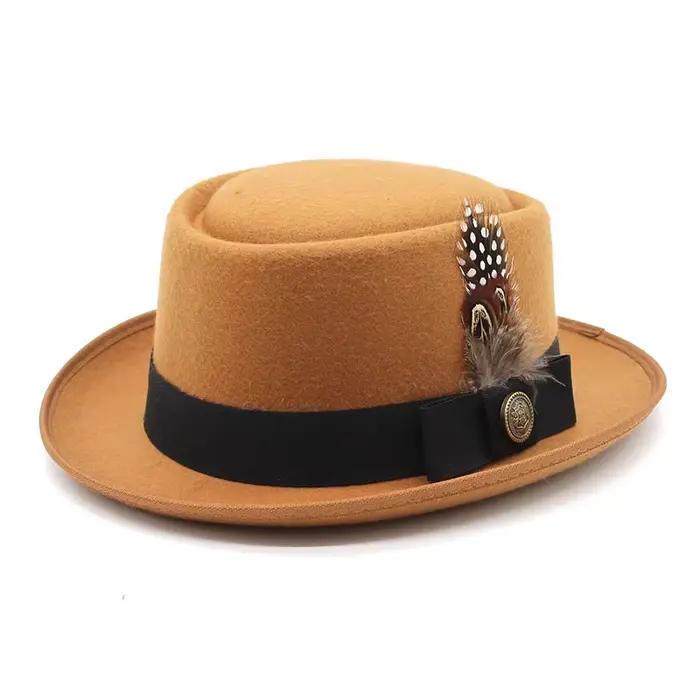 Billycock – chapeau melon en feutre à petit bord pour hommes et femmes
